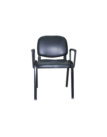 Chaise Visiteur Pu M Noire Avec Accoudoir