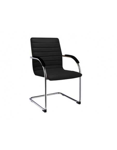 Chaise Visiteur Pu B Noire Avec Accoudoir