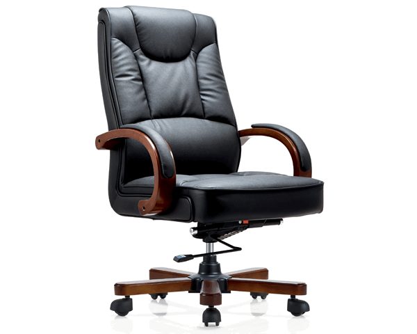 FAUTEUIL PRESIDENT CUIR 9433H PIETEMENT EN BOIS NOIR 110*80*68