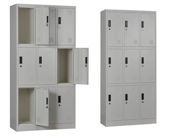 ARMOIRE METAL VESTIAIRE 9 PORTES KD-045 GRIS 1850*900*400 TOLE 0.7