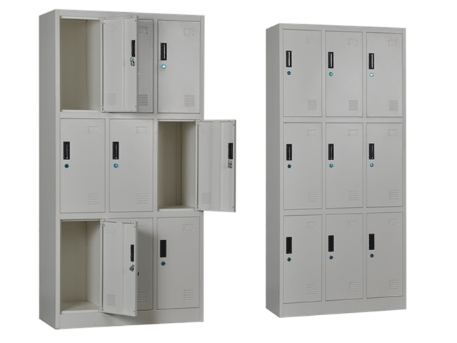 ARMOIRE METAL VESTIAIRE 9 PORTES KD-045 GRIS 1850*900*400 TOLE 0.7