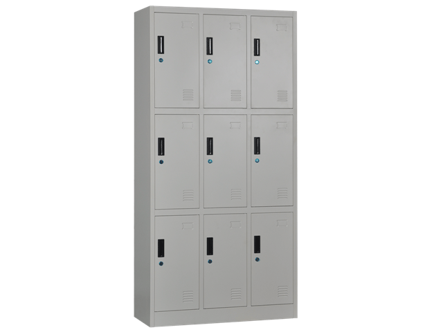 ARMOIRE METAL VESTIAIRE 9 PORTES KD-045 GRIS 1850*900*400 TOLE 0.7
