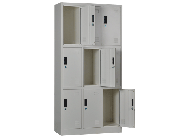ARMOIRE METAL VESTIAIRE 9 PORTES KD-045 GRIS 1850*900*400 TOLE 0.7