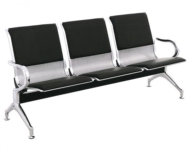 BANQUETTE 3 PLACES PU ES-3 NOIRE 180X9X10