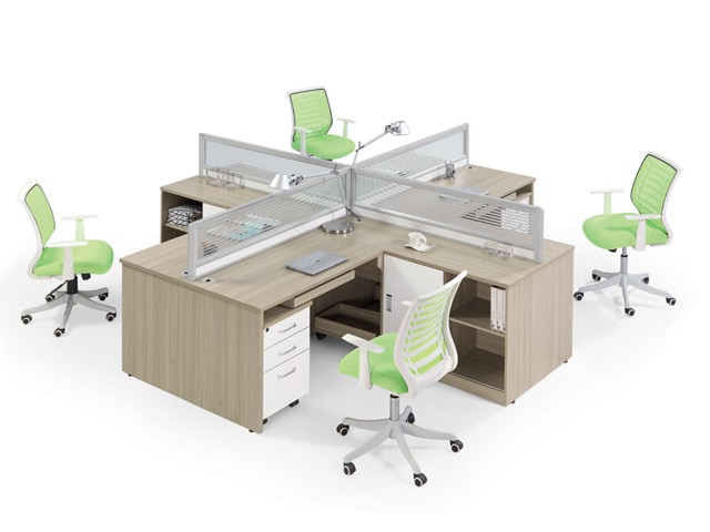 STATION DE TRAVAIL 4 PLACES TW-12 3000*3000*1100 TEAK WOOD 969-3