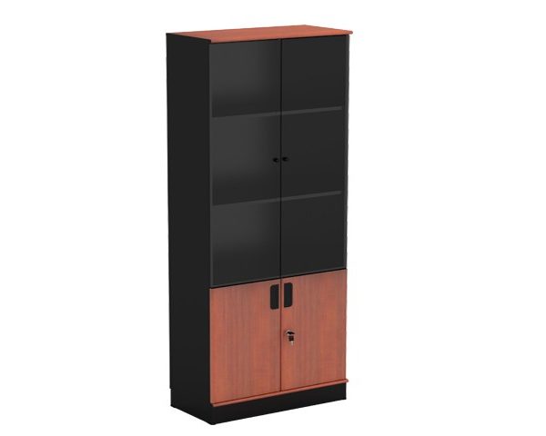 MEUBLE DE RGMT HAUT 2P SEMI VITRE ST437 79*40*199 CHERRY SS BUR