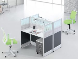 3580 STATION DE TRAVAIL 2 PLACES T3 1260x1230x1200 COULR BLANC GRIS 1