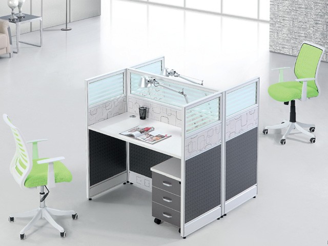 STATION DE TRAVAIL 2 PLACES T3 1260x1230x1200 COULR BLANC-GRIS