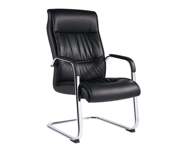 FAUTEUIL VISITEUR PU B-16 NOIR AVEC ACCOUDOIR