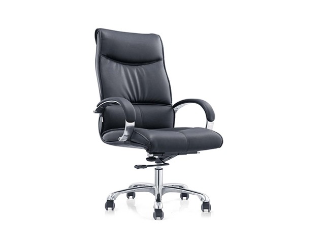 FAUTEUIL DOSSIER HAUT PU QG019A NOIR C4 PIED CHROME 100*79*56