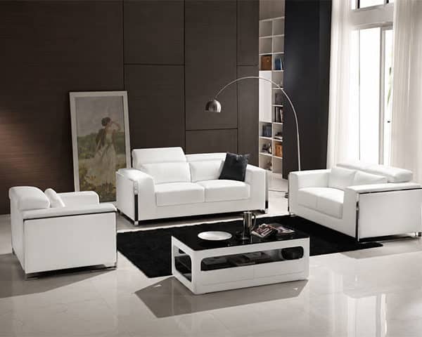SALON CUIR 6 PLACES FM219 KIWI BLUM COULEUR BLANCHE LA01