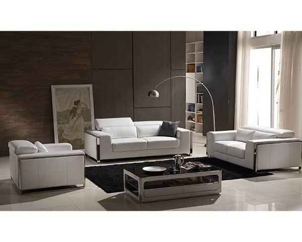SALON CUIR 6 PLACES FM219 KIWI BLUM COULEUR BLANCHE LA01