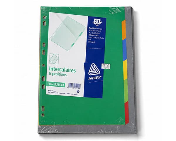 INTERCALAIRE A4 6 POSITIONS PLASTIQUE 01753501