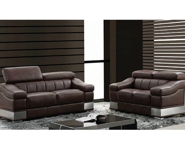 SALON CUIR 6 PLACES S-415 COULEUR A88 MARRON FONCE
