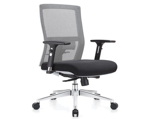 FAUTEUIL SECRETAIRE A MAILLE MY01-2M NOIR-GRIS ERGONOMIQUE