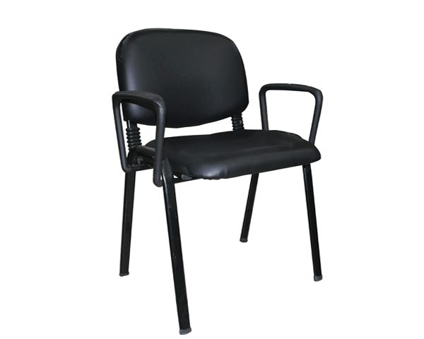 CHAISE VISITEUR PU M9-2 NOIRE AVEC ACCOUDOIR