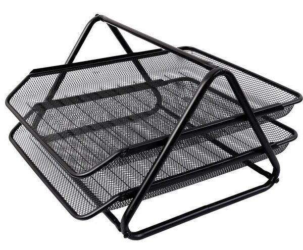 CORBEILLE A COURRIER 2 ETAGES HY62002 NOIR