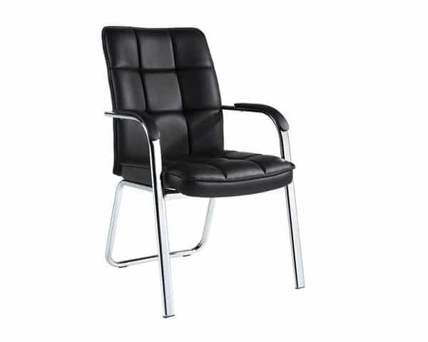 CHAISE VISITEUR PU B-26 NOIRE AVEC ACCOUDOIR