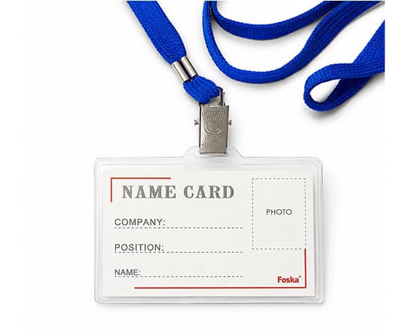 BADGE AVEC CORDON PP SOLID 92X59 mm SD110