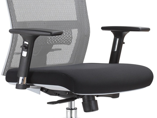 FAUTEUIL SECRETAIRE A MAILLE MY01-2M NOIR-GRIS ERGONOMIQUE