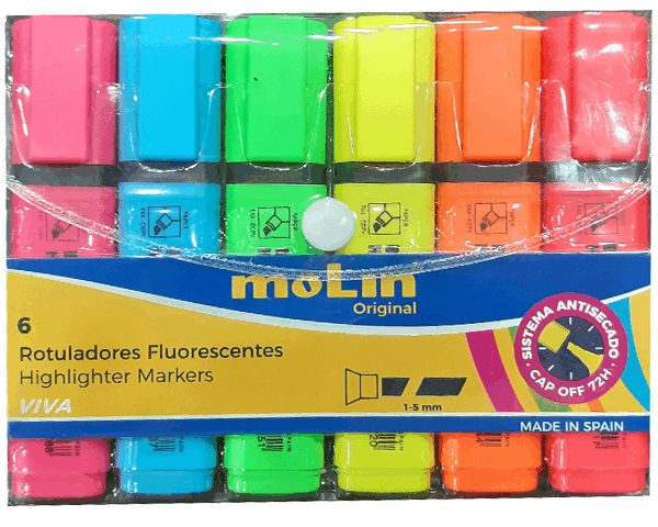 SURLIGNEUR MEDIUM FLUO PQT 6 COULEURS RFT240-06W
