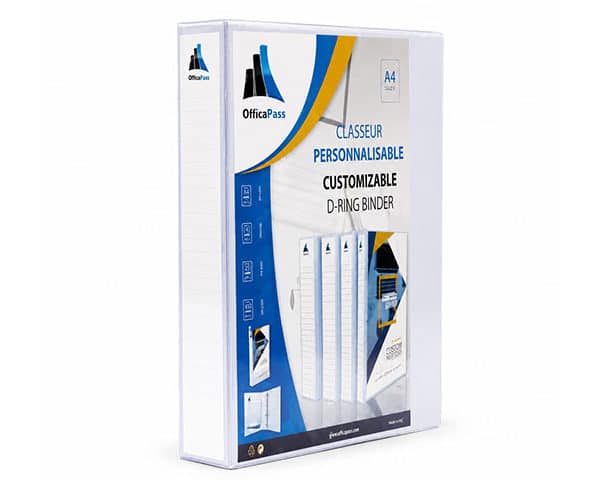 CLASSEUR LEV PVC A4 4 ANNEAUX BLANC D60 mm 55299