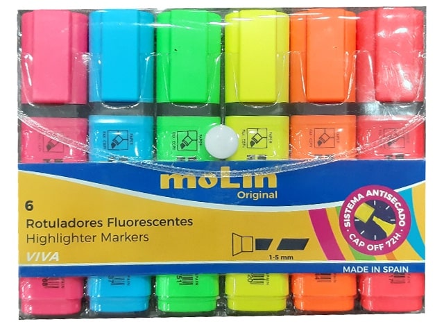 SURLIGNEUR MEDIUM FLUO PQT 6 COULEURS RFT240-06W