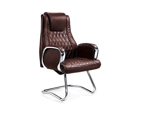 FAUTEUIL VISITEUR DOSSIER HAUT YS1207C EN PU NOIR C4 PIED CHROME
