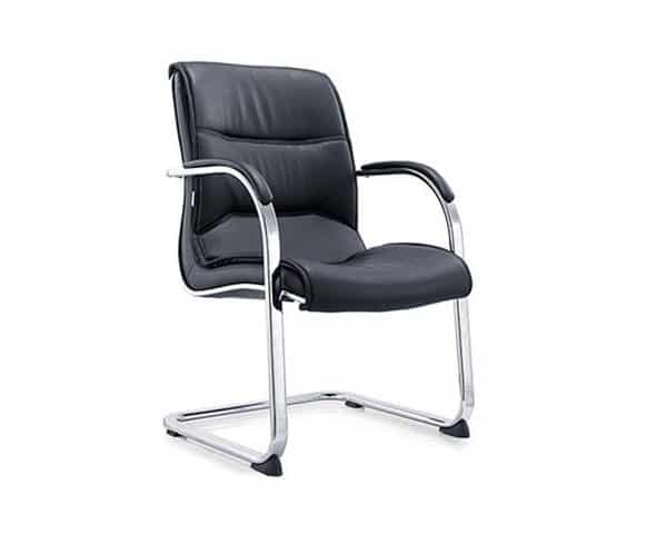 FAUTEUIL VISITEUR PU YS322C NOIR C4 PIED CHROME 72*82*56