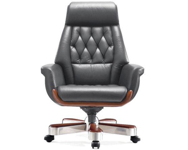 FAUTEUIL PRESIDENT CUIR 100%YS1505A NOIR C4 PIED CHROME ERGO105*68*71