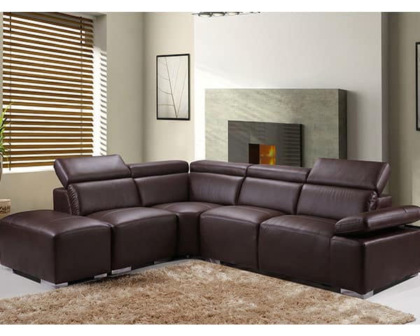 SALON CUIR 5 PLACES ANGLE LD-692L COULEUR B35 MARRON