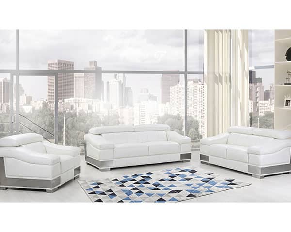 SALON CUIR 6 PLACES S-415 COULEUR A86 BLANC