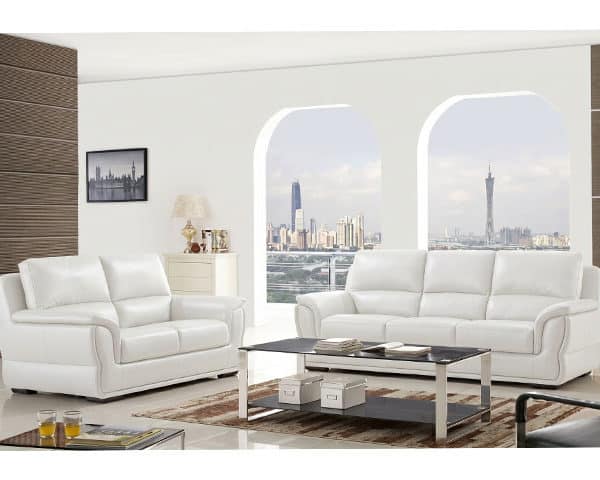 SALON CUIR 6 PLACES S-573 COULEUR BLANC A86