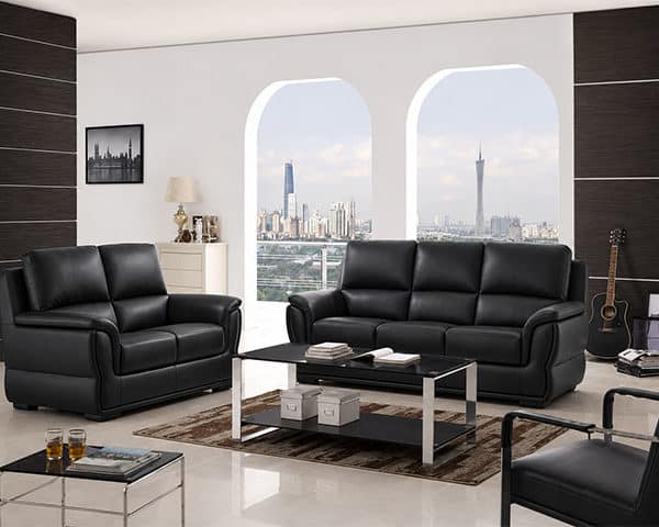SALON CUIR 6 PLACES S-573 COULEUR NOIRE A90