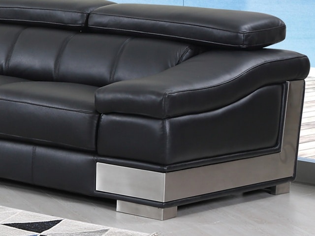 SALON CUIR 6 PLACES S-415 COULEUR A90 NOIR