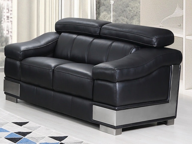 SALON CUIR 6 PLACES S-415 COULEUR A90 NOIR