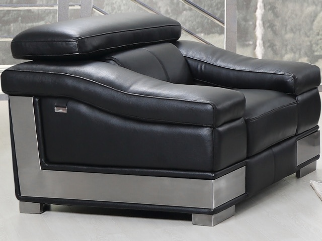 SALON CUIR 6 PLACES S-415 COULEUR A90 NOIR