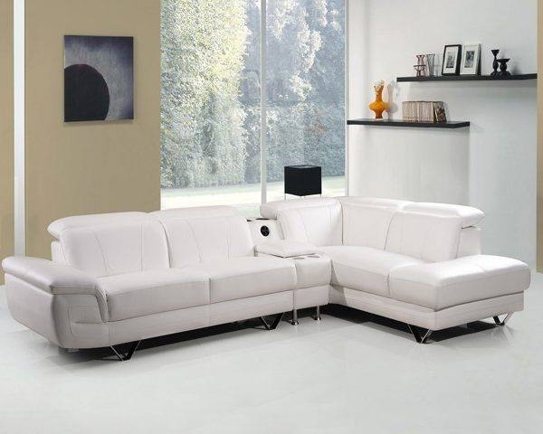 SALON CUIR 5 PLACES ANGLE LD-535 COULEUR NOIRE B08/BLANCHE B30