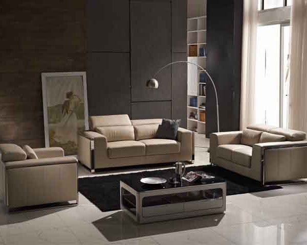 SALON CUIR 7 PLACES FM219 KIWI COULEUR LA08 KIWI IVOIRE