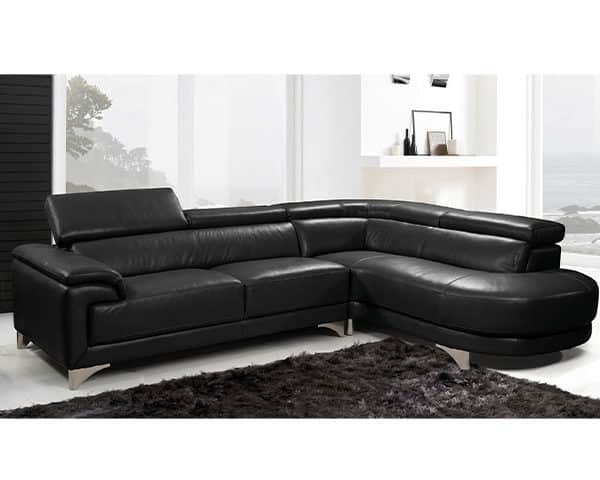 SALON CUIR 5 PLACES ANGLE LD-836 COULEUR NOIRE B08