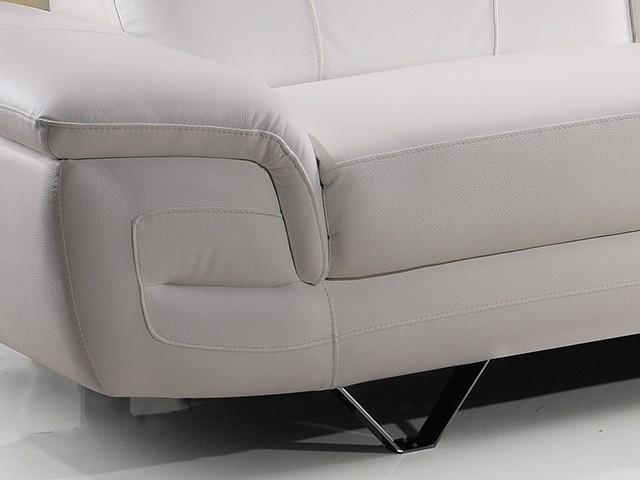 SALON CUIR 5 PLACES ANGLE LD-535 COULEUR GRISE B49/BLANCHE B30