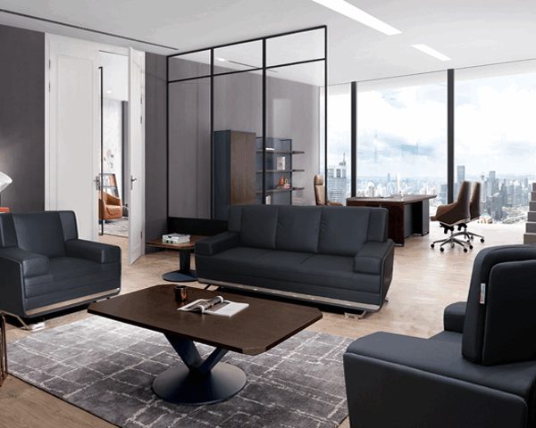 SALON DE BUREAU 5 PLACES PU SF-175 NOIR C4 223*86*79