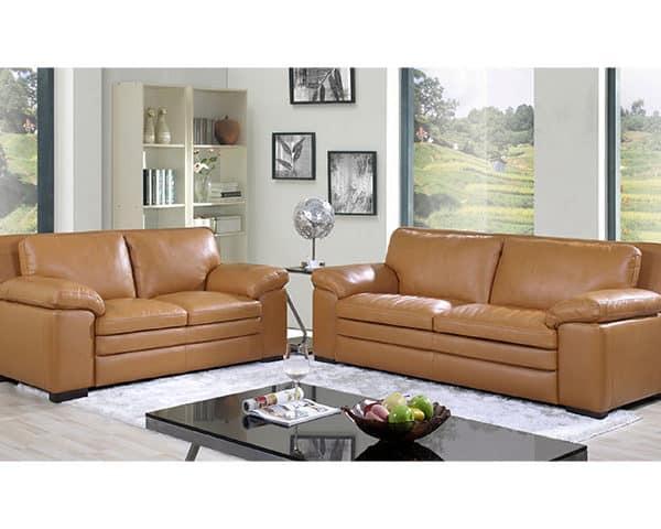 SALON CUIR 6 PLACES S-131 COULEUR A96 MARRON CARAMEL