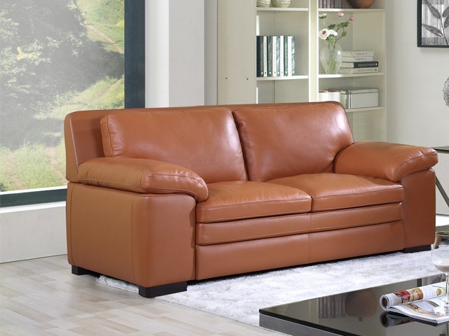 SALON CUIR 6 PLACES S-131 COULEUR A96 MARRON CARAMEL