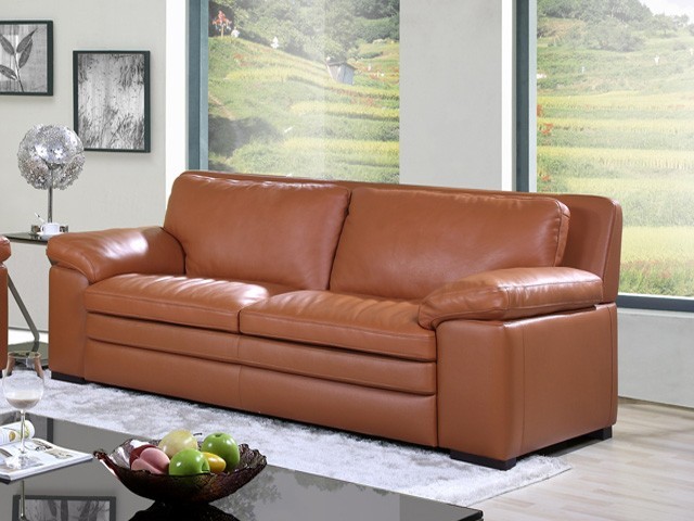 SALON CUIR 6 PLACES S-131 COULEUR A96 MARRON CARAMEL