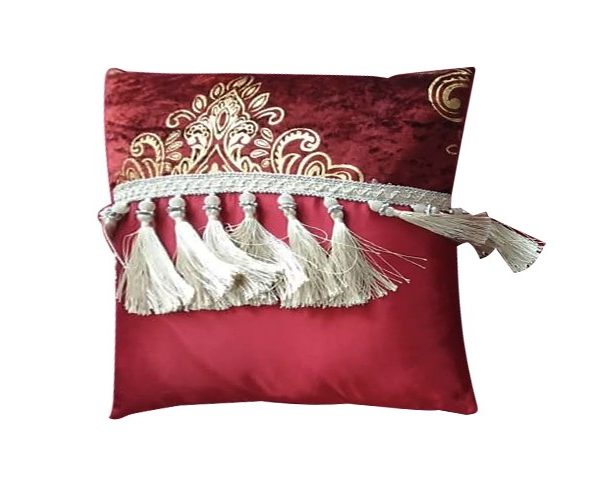 COUSSIN 46X46 ROUGE/BEIGE DESTOCKAGE