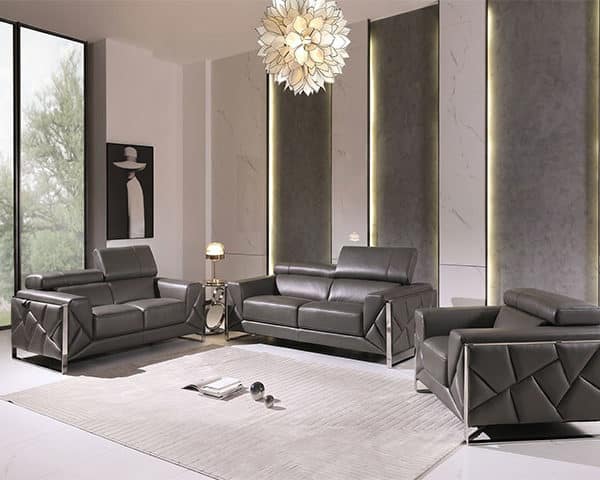 SALON CUIR 7 PLACES S-903 A9002 GRIS FONCE