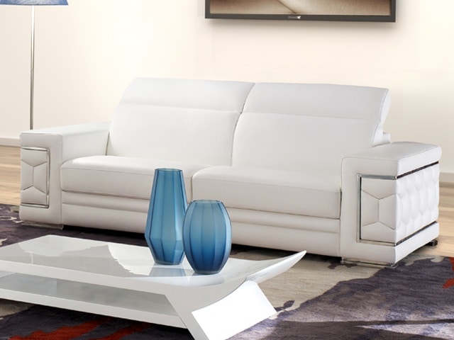 SALON CUIR 6 PLACES S-692 COULEUR A86 BLANC