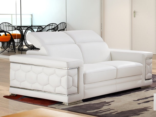 SALON CUIR 6 PLACES S-692 COULEUR A86 BLANC