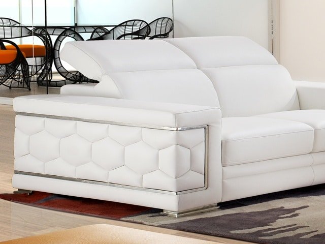 SALON CUIR 6 PLACES S-692 COULEUR A86 BLANC